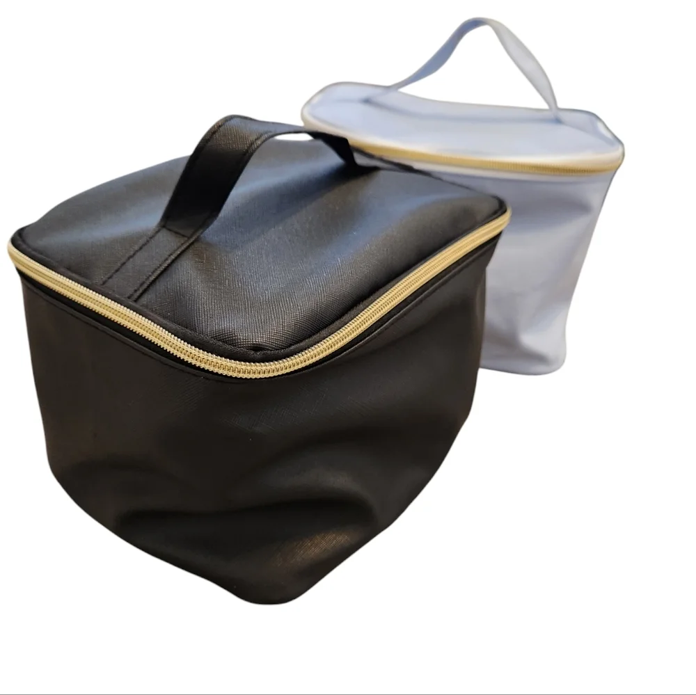 2 Pack Black and Lavender Travel Makeup Bags